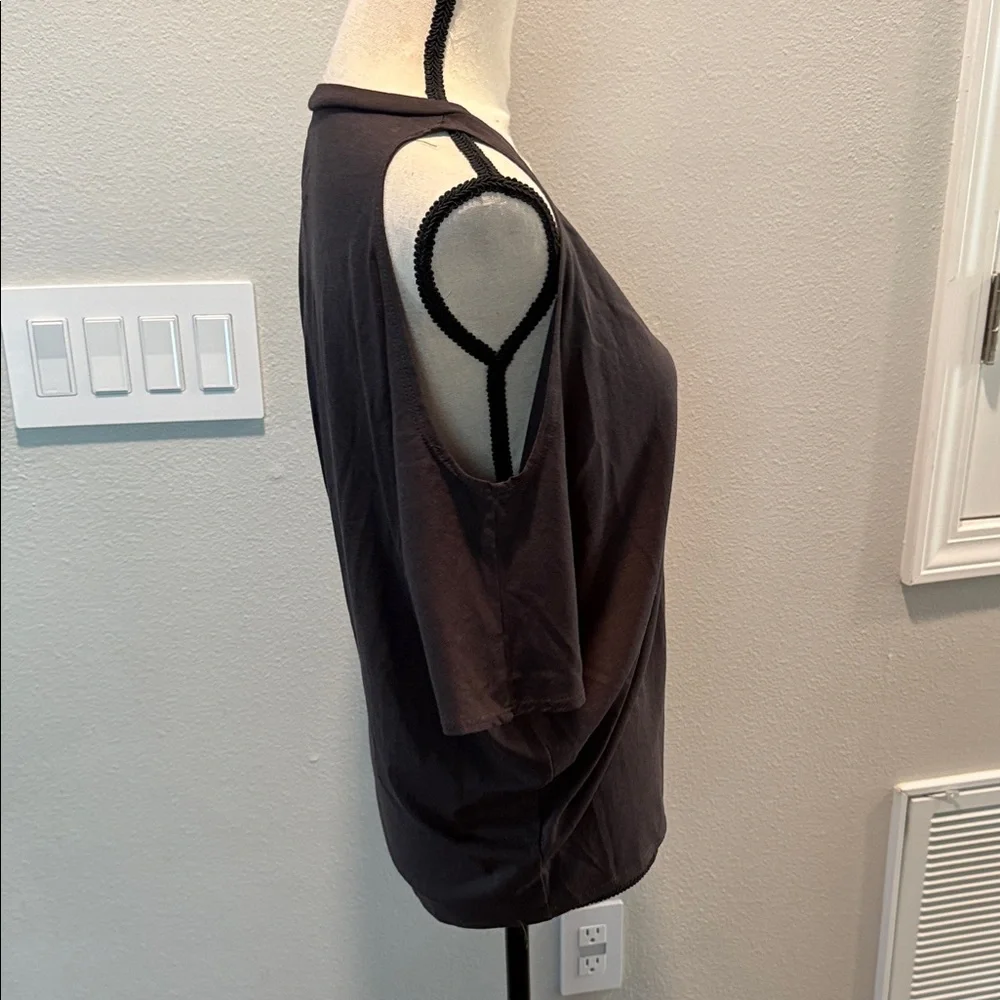 NWT CHASER Cold Shoulder Oversized Dolman Black V-Neck Women's Top Size S